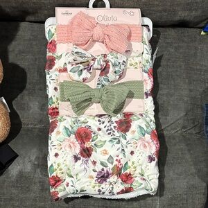 Charisma Floral Headband Trio - Pink, Green, and Red